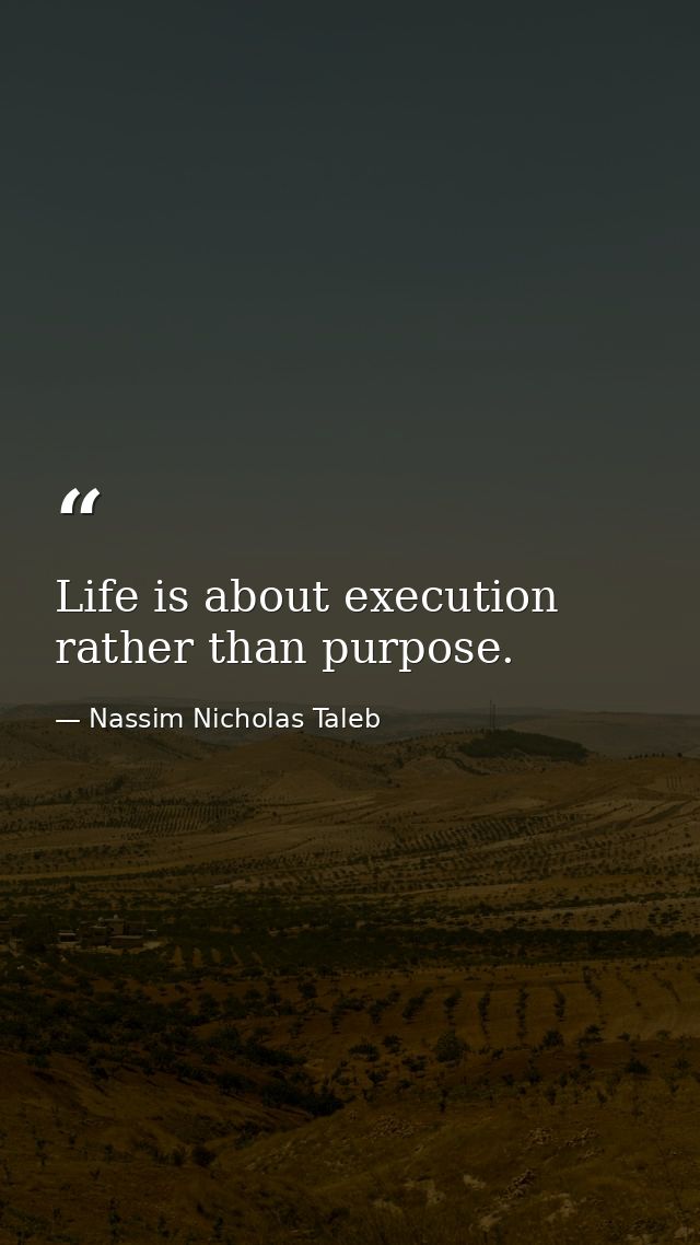 Life is about execution rather than purpose. — Nassim Nicholas Taleb