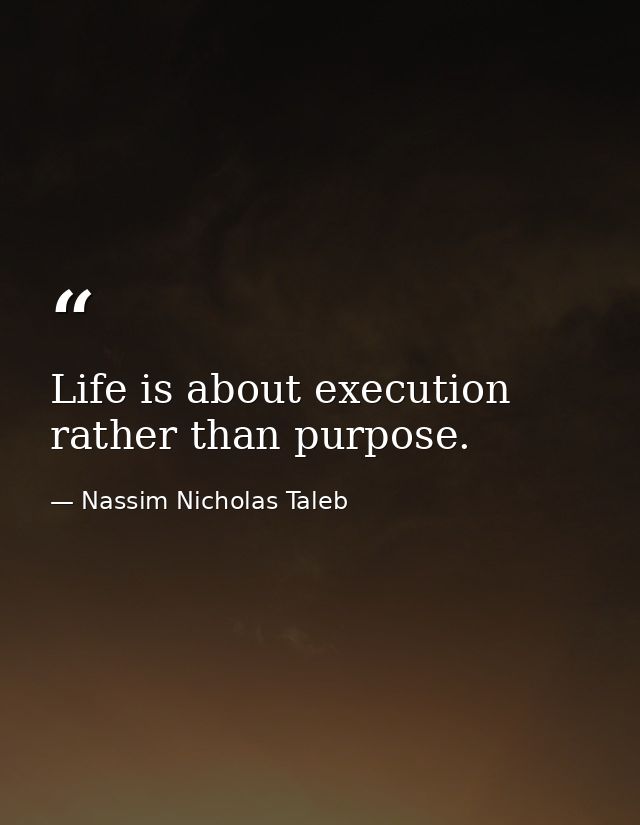 Life is about execution rather than purpose. — Nassim Nicholas Taleb