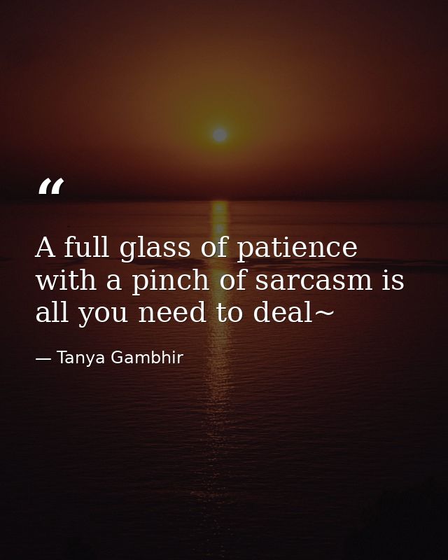 A full glass of patience with a pinch of sarcasm is all you need to deal~ — Tanya Gambhir