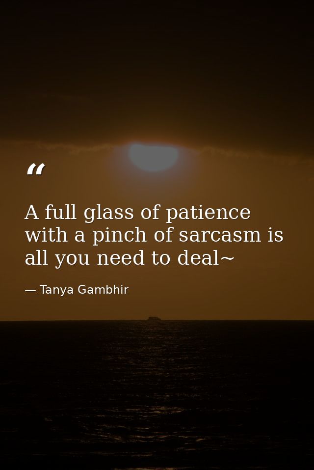 A full glass of patience with a pinch of sarcasm is all you need to deal~ — Tanya Gambhir