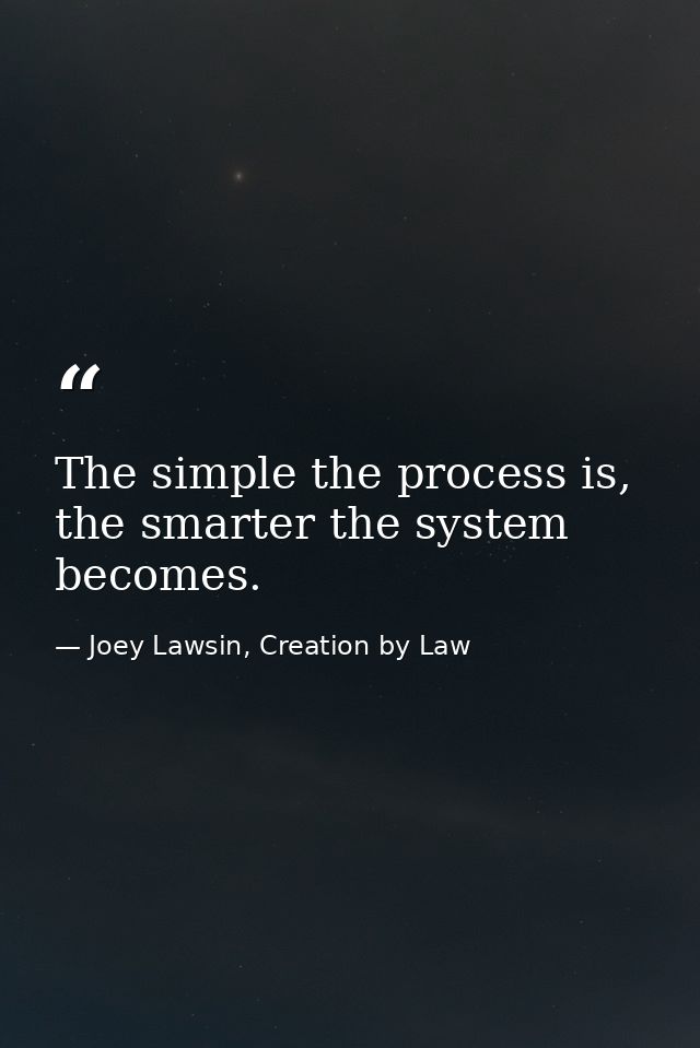 The simple the process is, the smarter the system becomes. — Joey Lawsin, Creation by Law