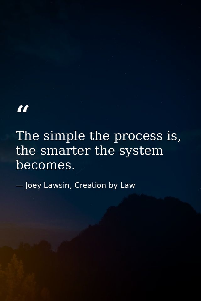 The simple the process is, the smarter the system becomes. — Joey Lawsin, Creation by Law