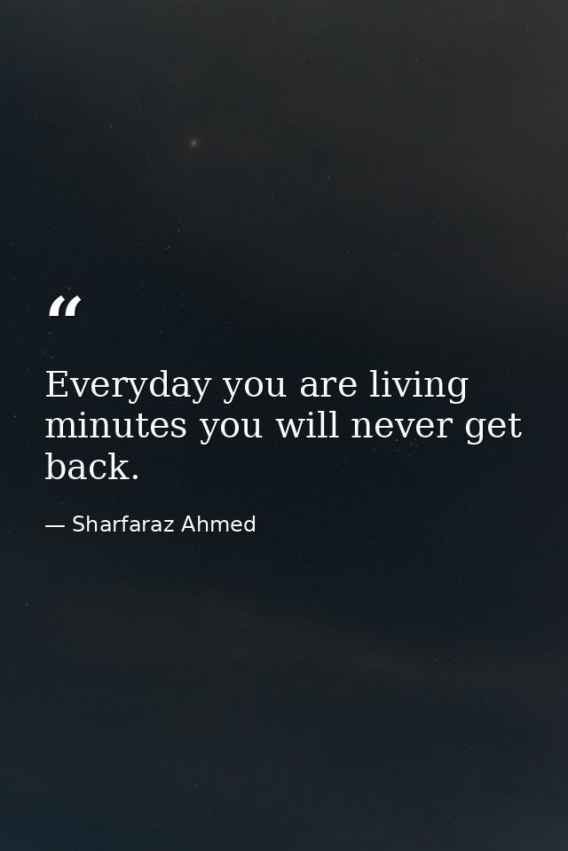 Everyday you are living minutes you will never get back. — Sharfaraz Ahmed