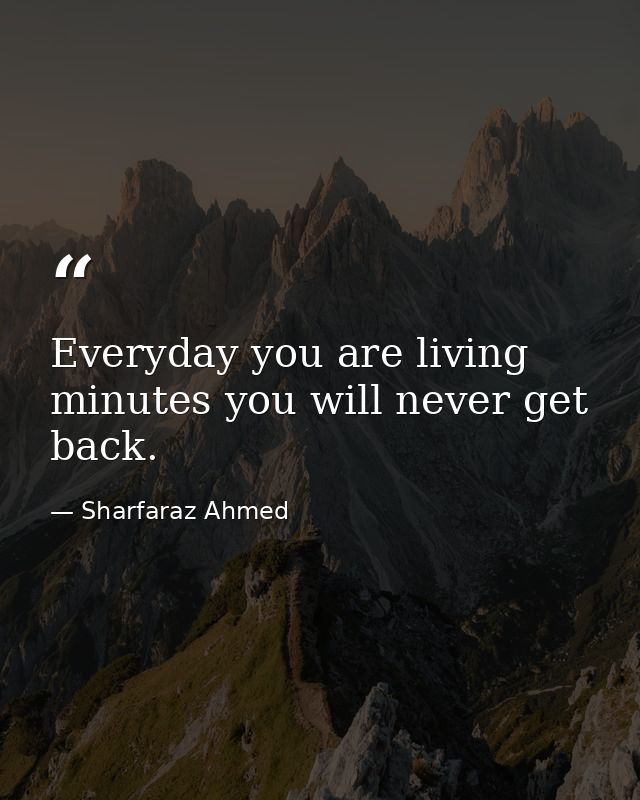 Everyday you are living minutes you will never get back. — Sharfaraz Ahmed