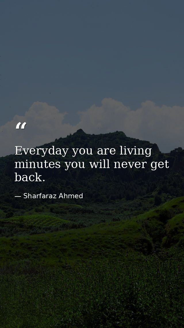 Everyday you are living minutes you will never get back. — Sharfaraz Ahmed
