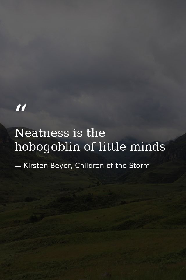 Neatness is the hobogoblin of little minds — Kirsten Beyer, Children of the Storm