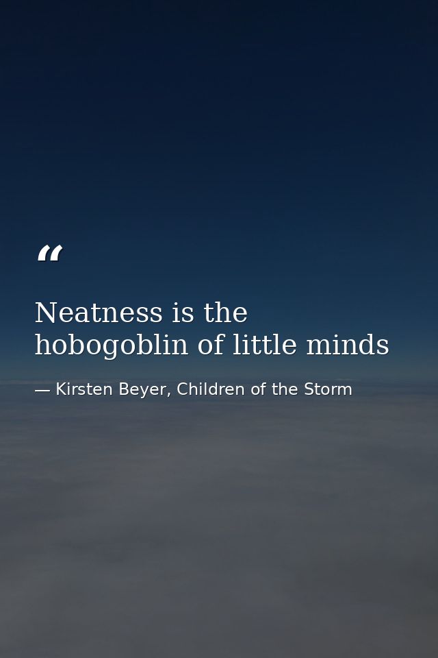Neatness is the hobogoblin of little minds — Kirsten Beyer, Children of the Storm