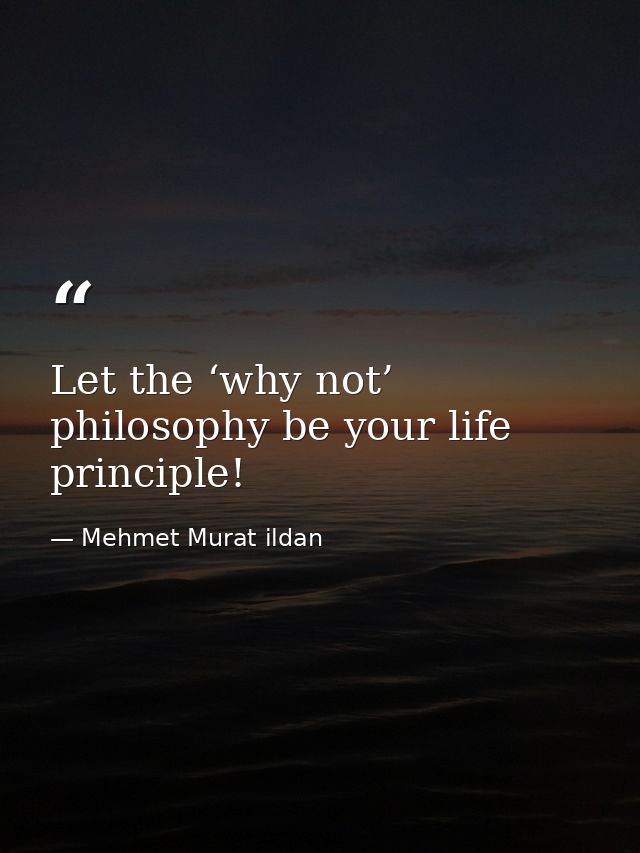Let the ‘why not’ philosophy be your life principle! — Mehmet Murat ildan
