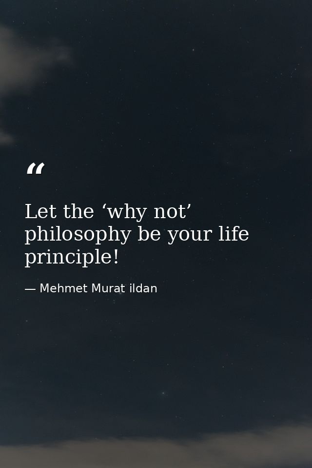 Let the ‘why not’ philosophy be your life principle! — Mehmet Murat ildan