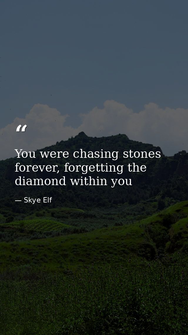 You were chasing stones forever, forgetting the diamond within you — Skye Elf