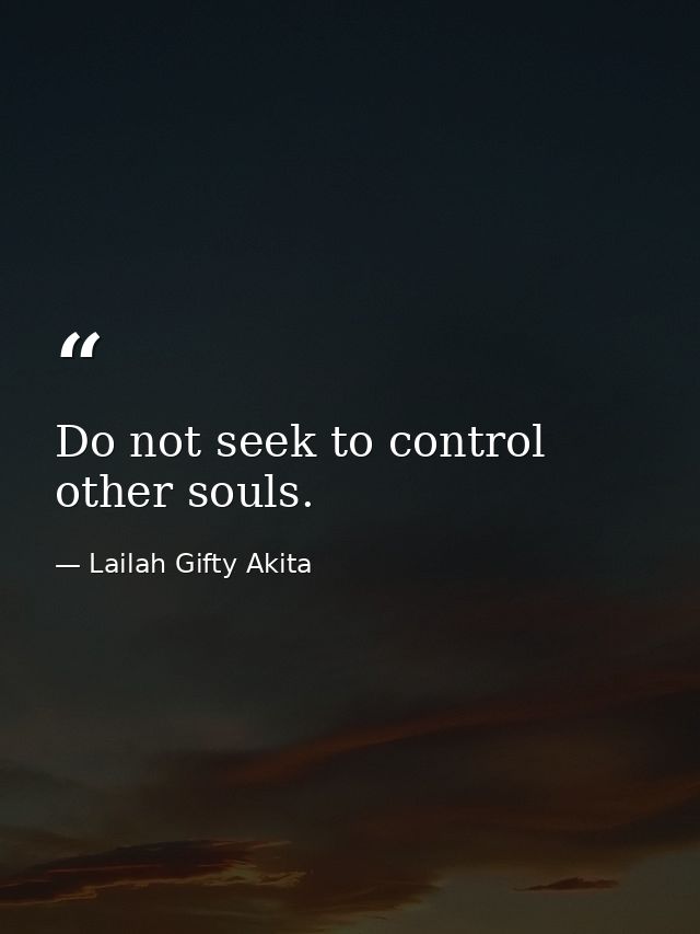 Do not seek to control other souls. — Lailah Gifty Akita