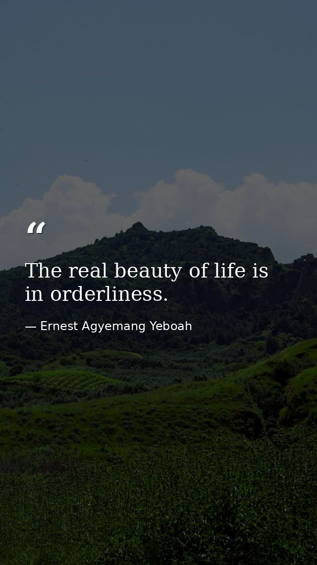 The real beauty of life is in orderliness. — Ernest Agyemang Yeboah
