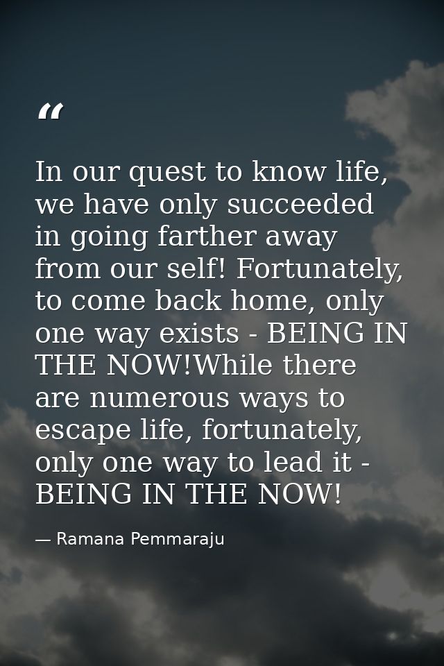 In our quest to know life, we have only succeeded in going farther away from our self! Fortunately, to come back home, o — Ramana Pemmaraju