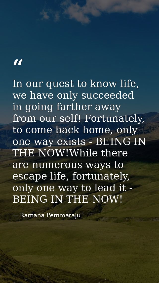 In our quest to know life, we have only succeeded in going farther away from our self! Fortunately, to come back home, o — Ramana Pemmaraju