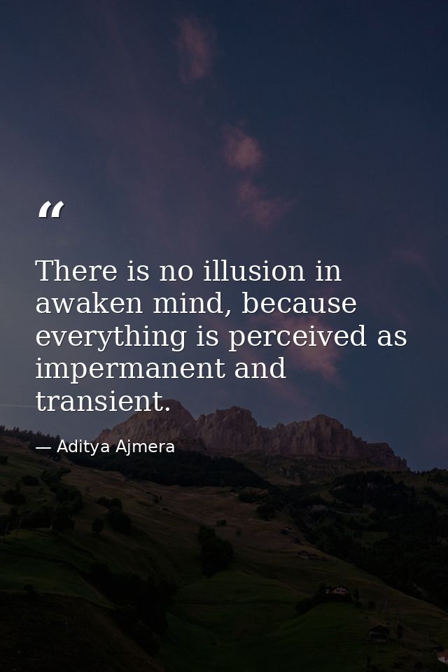 There is no illusion in awaken mind, because everything is perceived as impermanent and transient. — Aditya Ajmera