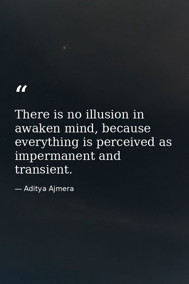 There is no illusion in awaken mind, because everything is perceived as impermanent and transient. — Aditya Ajmera