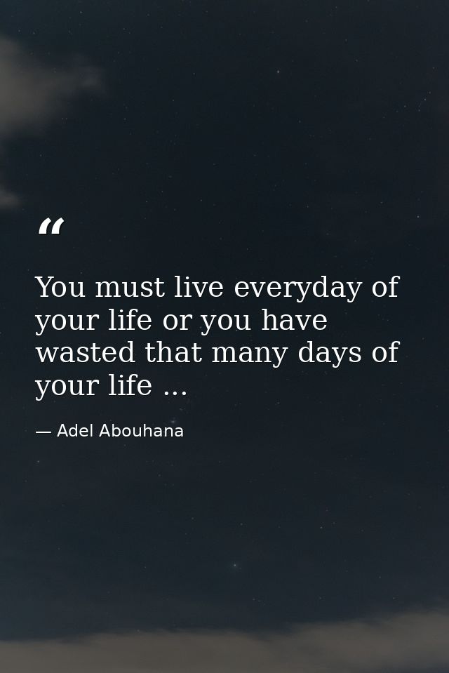 You must live everyday of your life or you have wasted that many days of your life ... — Adel Abouhana