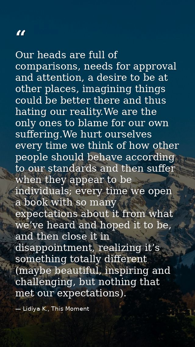 Our heads are full of comparisons, needs for approval and attention, a desire to be at other places, imagining things co — Lidiya K., This Moment