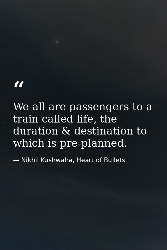 We all are passengers to a train called life, the duration & destination to which is pre-planned. — Nikhil Kushwaha, Heart of Bullets