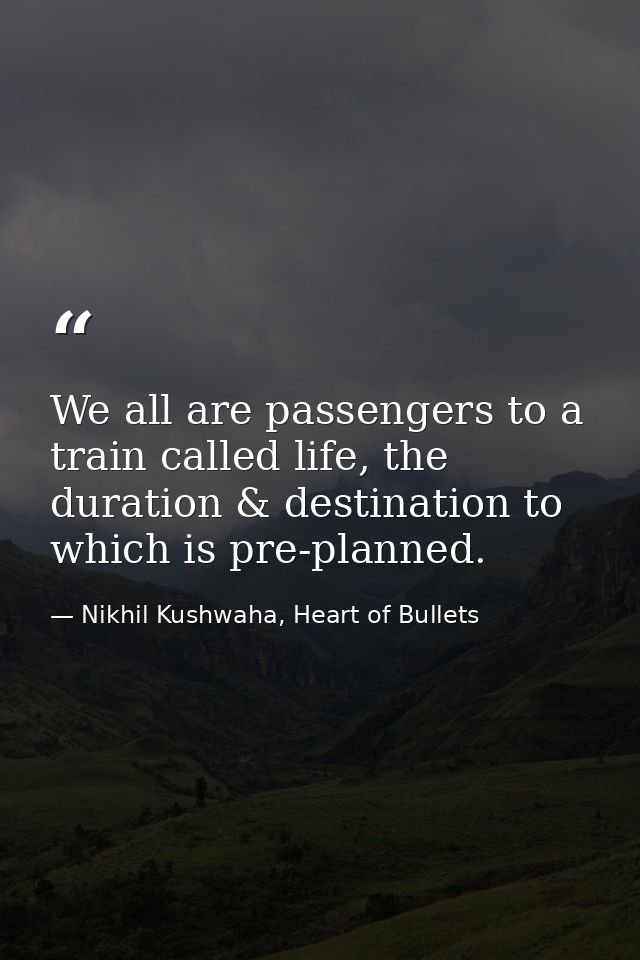 We all are passengers to a train called life, the duration & destination to which is pre-planned. — Nikhil Kushwaha, Heart of Bullets