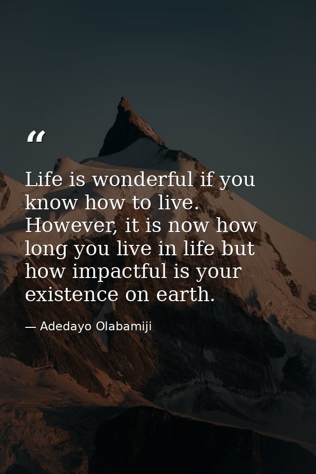 Life is wonderful if you know how to live. However, it is now how long you live in life but how impactful is your existe — Adedayo Olabamiji