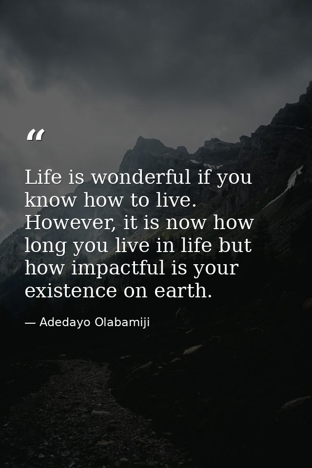 Life is wonderful if you know how to live. However, it is now how long you live in life but how impactful is your existe — Adedayo Olabamiji