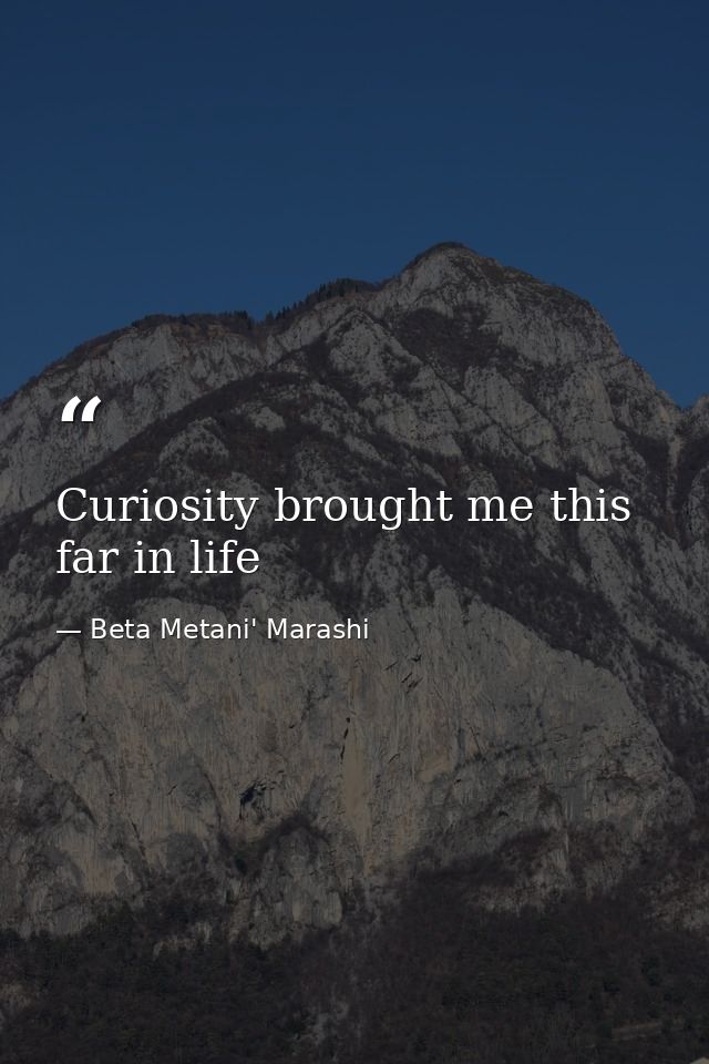 Curiosity brought me this far in life — Beta Metani' Marashi