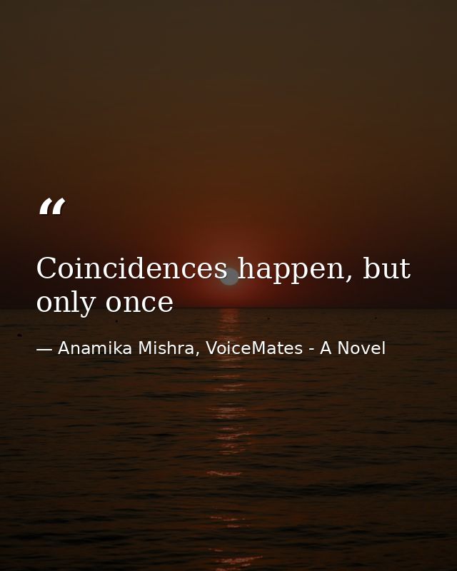 Coincidences happen, but only once — Anamika Mishra, VoiceMates - A Novel