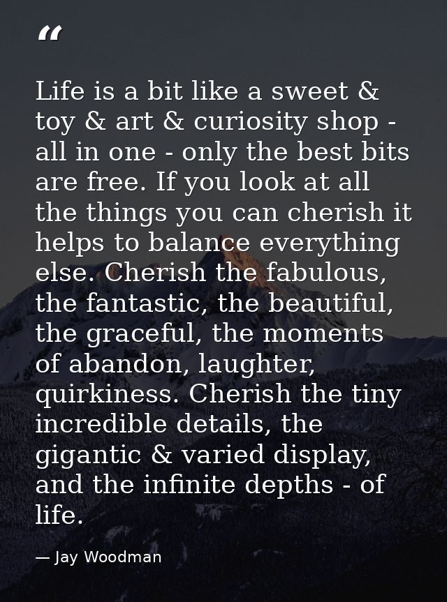 Life is a bit like a sweet & toy & art & curiosity shop - all in one - only the best bits are free. If you look at all t — Jay Woodman