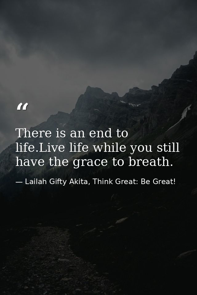 There is an end to life.Live life while you still have the grace to breath. — Lailah Gifty Akita, Think Great: Be Great!