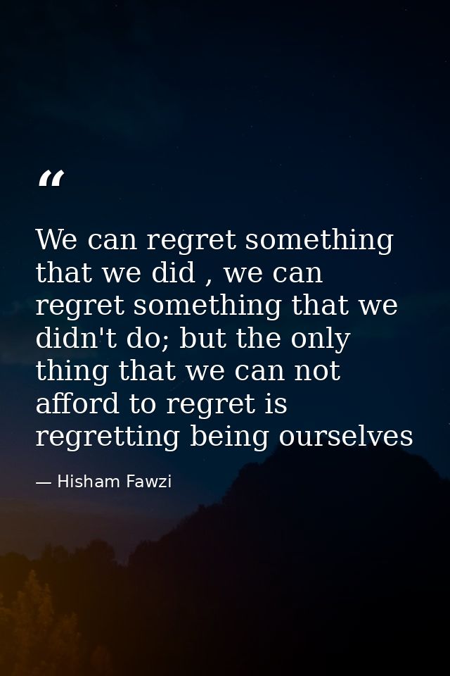 We can regret something that we did , we can regret something that we didn't do; but the only thing that we can not affo — Hisham Fawzi