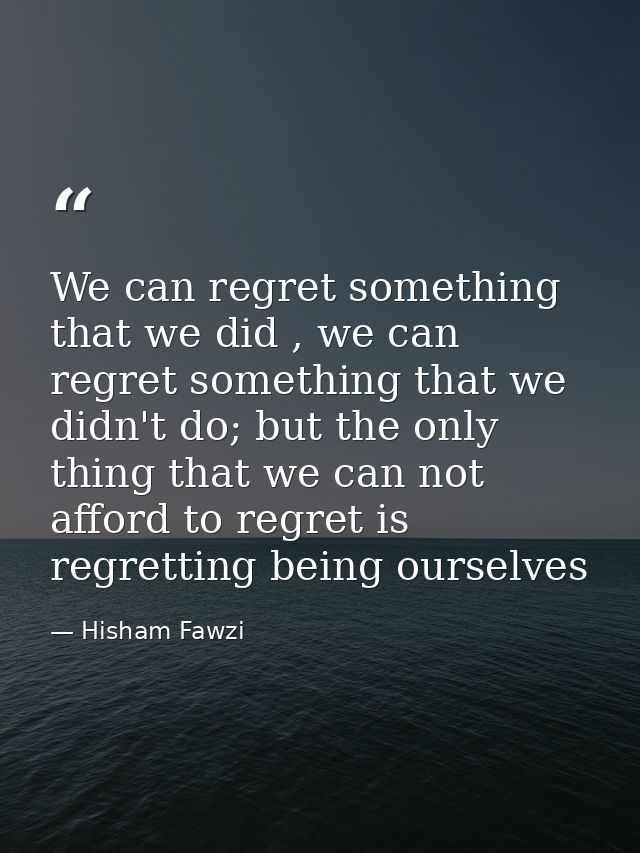 We can regret something that we did , we can regret something that we didn't do; but the only thing that we can not affo — Hisham Fawzi