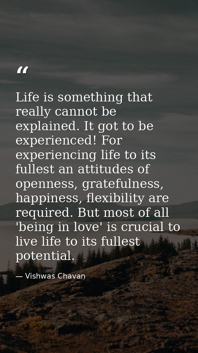Life is something that really cannot be explained. It got to be experienced! For experiencing life to its fullest an att — Vishwas Chavan