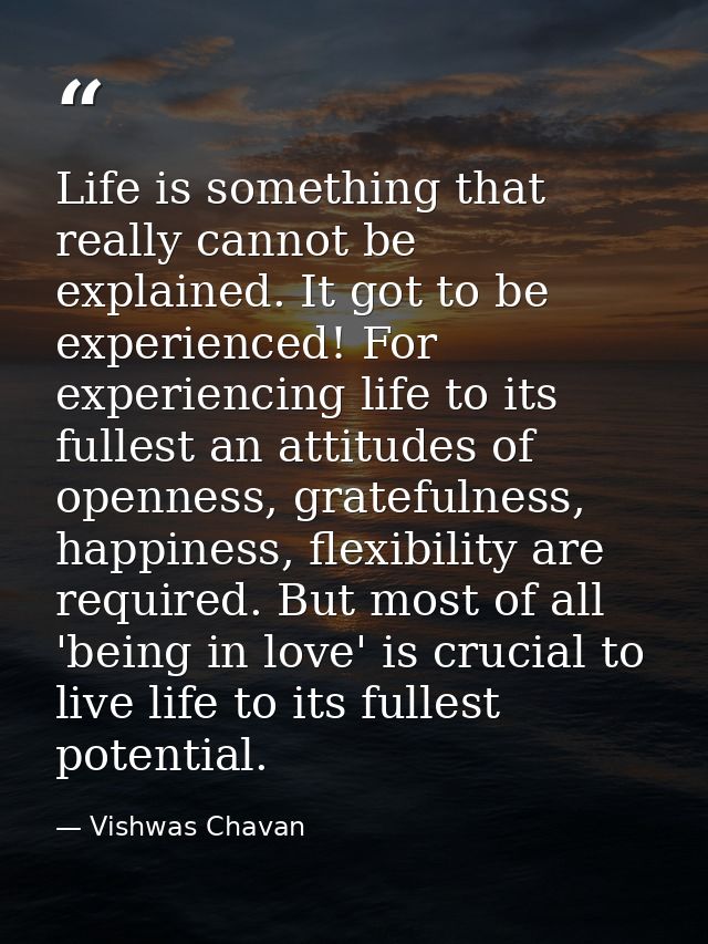 Life is something that really cannot be explained. It got to be experienced! For experiencing life to its fullest an att — Vishwas Chavan