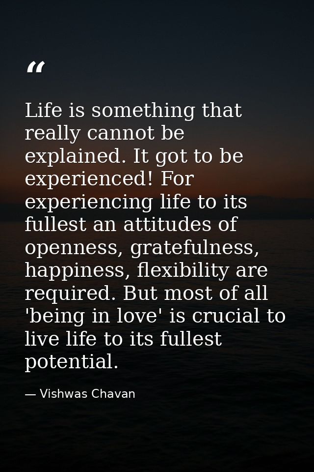 Life is something that really cannot be explained. It got to be experienced! For experiencing life to its fullest an att — Vishwas Chavan