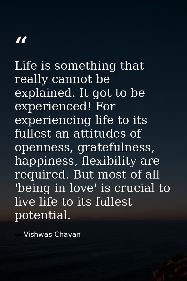 Life is something that really cannot be explained. It got to be experienced! For experiencing life to its fullest an att — Vishwas Chavan