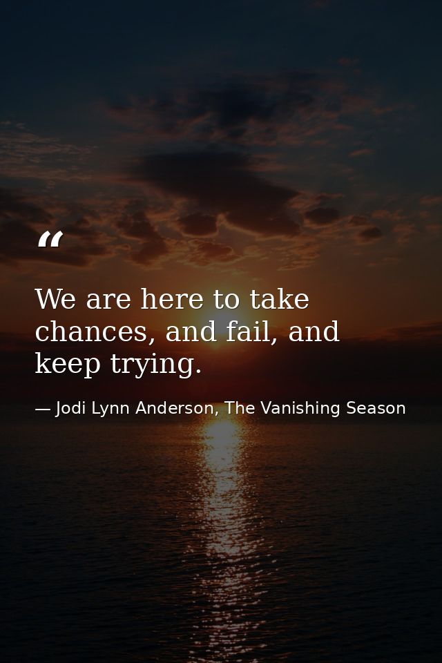 We are here to take chances, and fail, and keep trying. — Jodi Lynn Anderson, The Vanishing Season