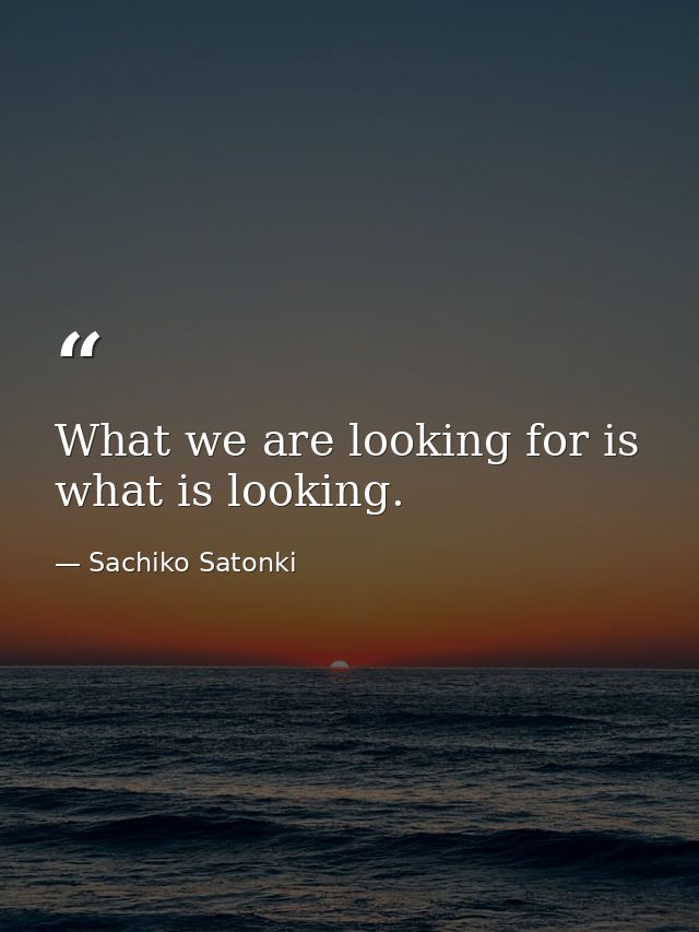 What we are looking for is what is looking. — Sachiko Satonki
