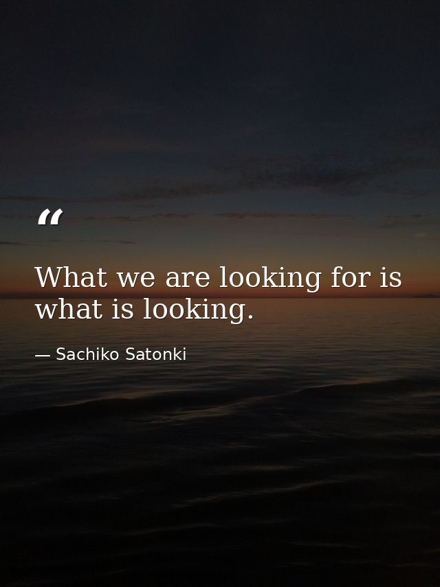 What we are looking for is what is looking. — Sachiko Satonki
