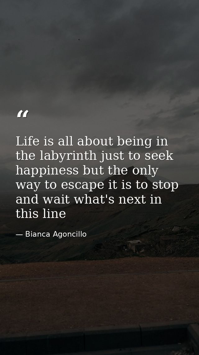 Life is all about being in the labyrinth just to seek happiness but the only way to escape it is to stop and wait what's — Bianca Agoncillo