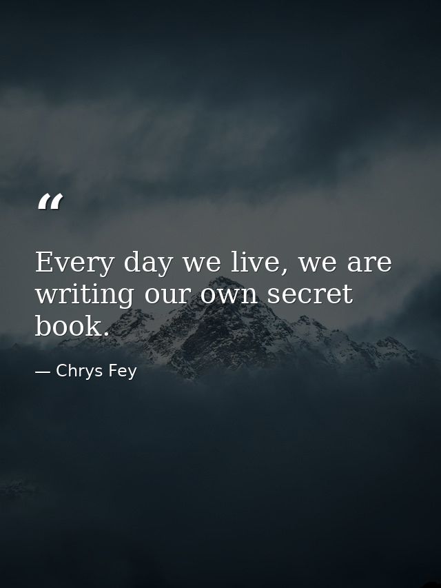 Every day we live, we are writing our own secret book. — Chrys Fey