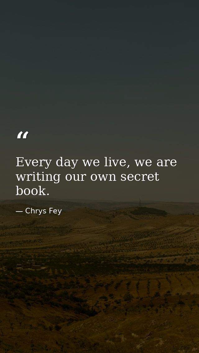 Every day we live, we are writing our own secret book. — Chrys Fey
