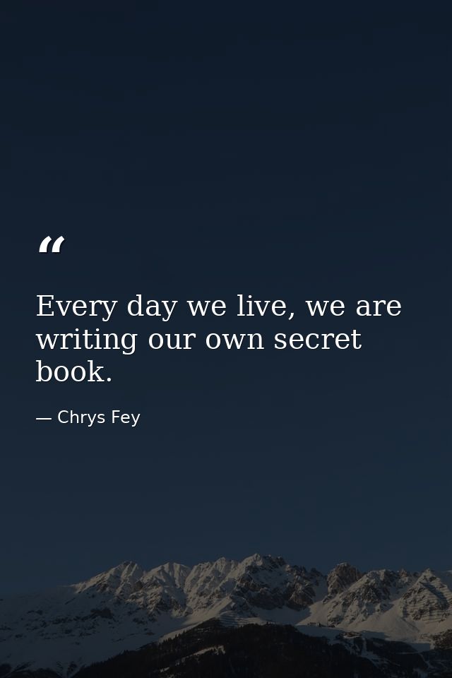 Every day we live, we are writing our own secret book. — Chrys Fey