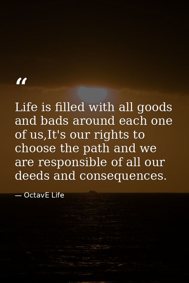 Life is filled with all goods and bads around each one of us,It's our rights to choose the path and we are responsible o — OctavE Life