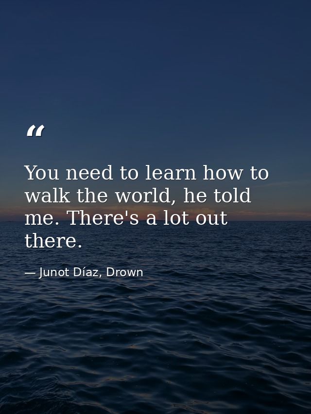 You need to learn how to walk the world, he told me. There's a lot out there. — Junot Díaz, Drown