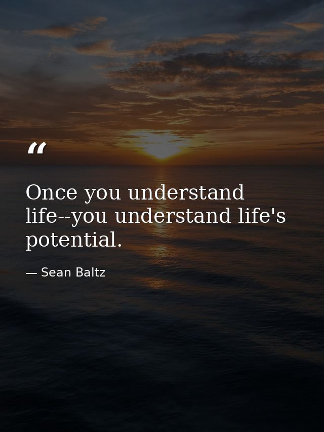 Once you understand life--you understand life's potential. — Sean Baltz