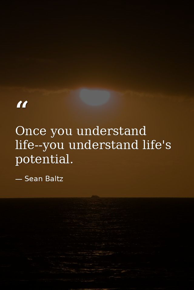 Once you understand life--you understand life's potential. — Sean Baltz