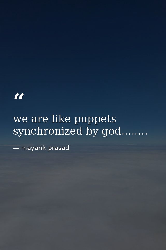 we are like puppets synchronized by god........ — mayank prasad