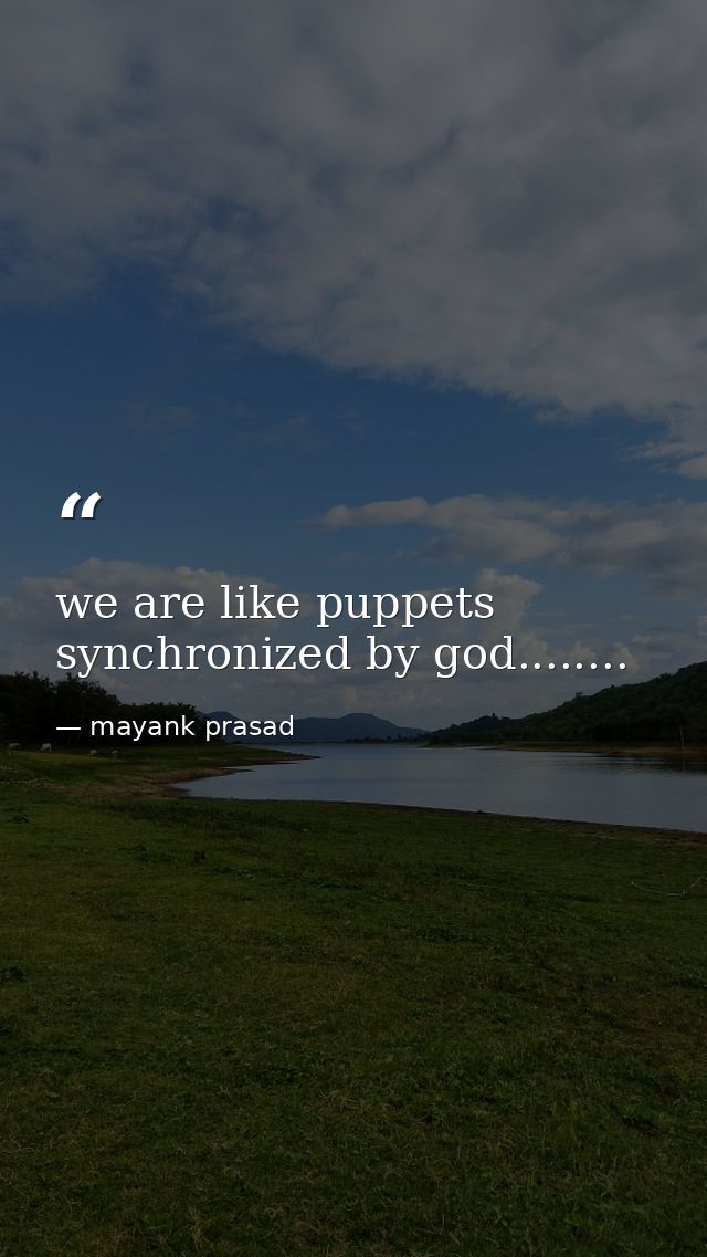 we are like puppets synchronized by god........ — mayank prasad