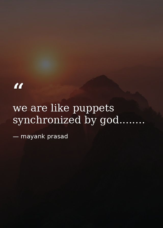 we are like puppets synchronized by god........ — mayank prasad